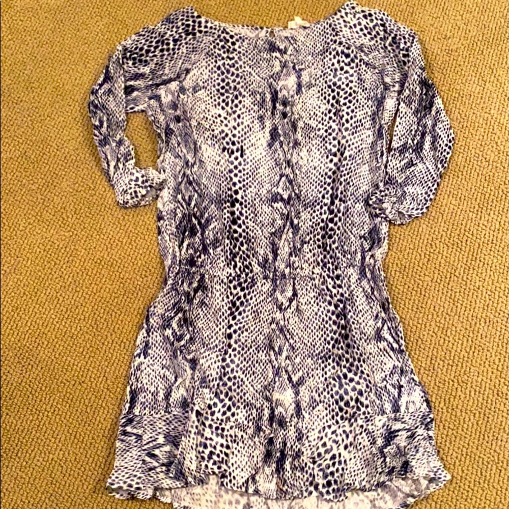 Navy and white snake print dress